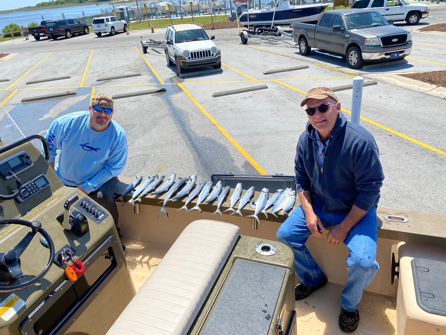 Fishing crew and catch on the boat